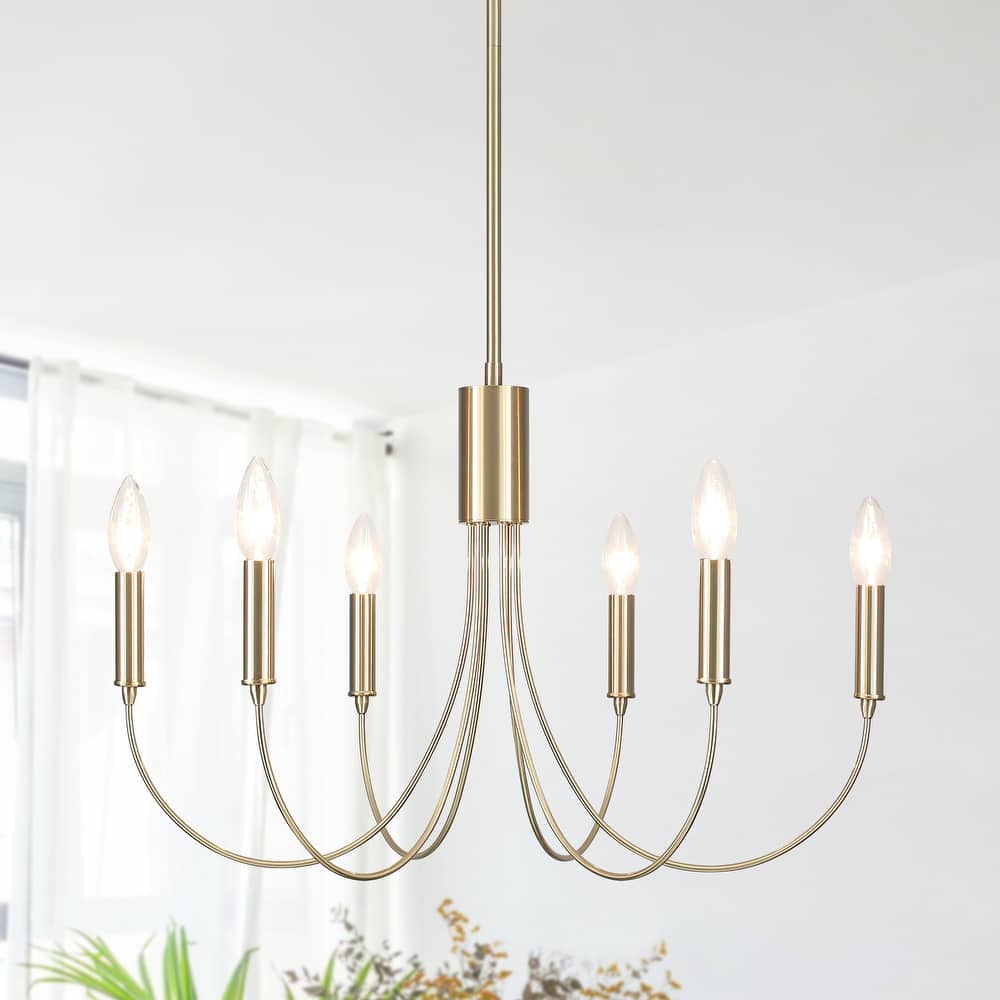 6-Light Modern Candlestick Hanging Linear Chandelier Lighting Island Chandelier for Kitchen Island