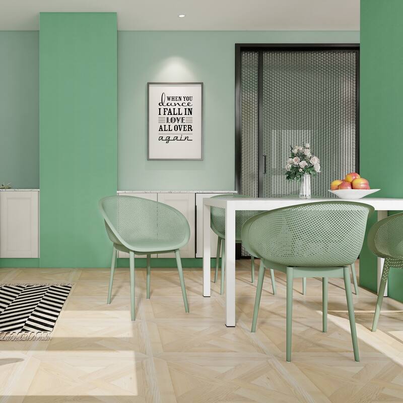 2-Pack Modern Lounge Chairs - Indoor/Outdoor All-Weather PP Plastic, Lightweight for Patio, Beach, Living Room - Pale Green