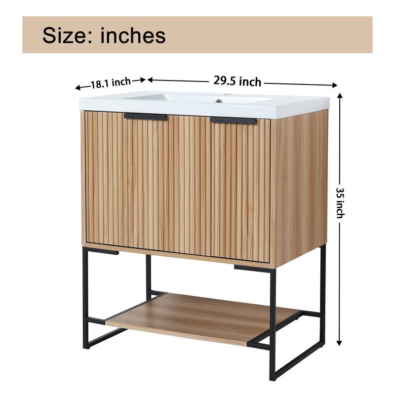 Malwee 24"/30"/48" FreeStanding Bathroom Vanity, Floor Stand Bathroom Vanity with Resin Top,Soft Close Door & Drawer