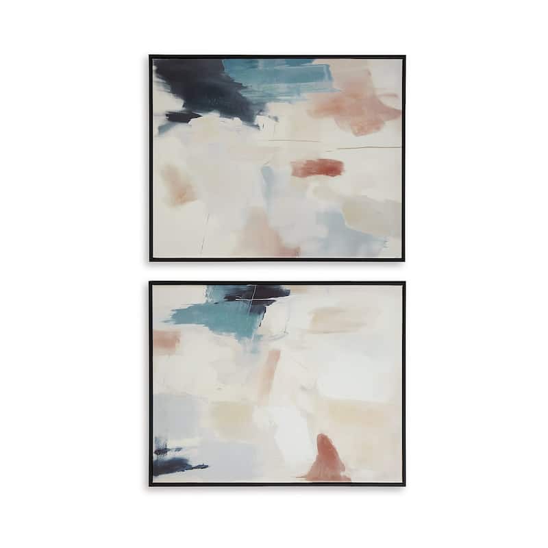 Signature Design by Ashley Caldish Blue/White Wall Art (Set of 2)