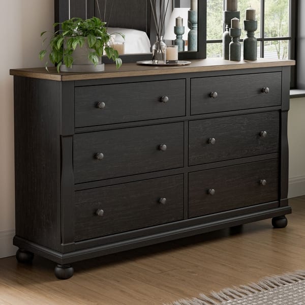 Furniture of America Millers Farmhouse 6-Drawer Dresser, Black