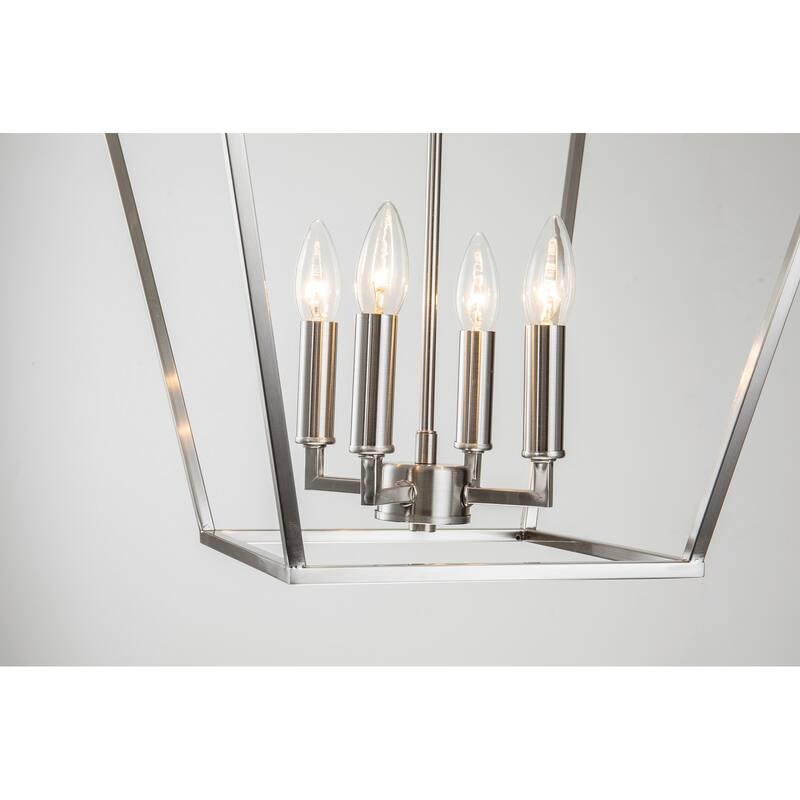 Brushed Nickel 4-Light Lantern Pendant 16 in with Sleeve - Brushed Nickel