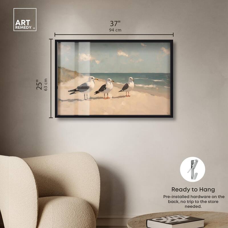 Seagulls at the Beach I Shadowbox by Art Remedy