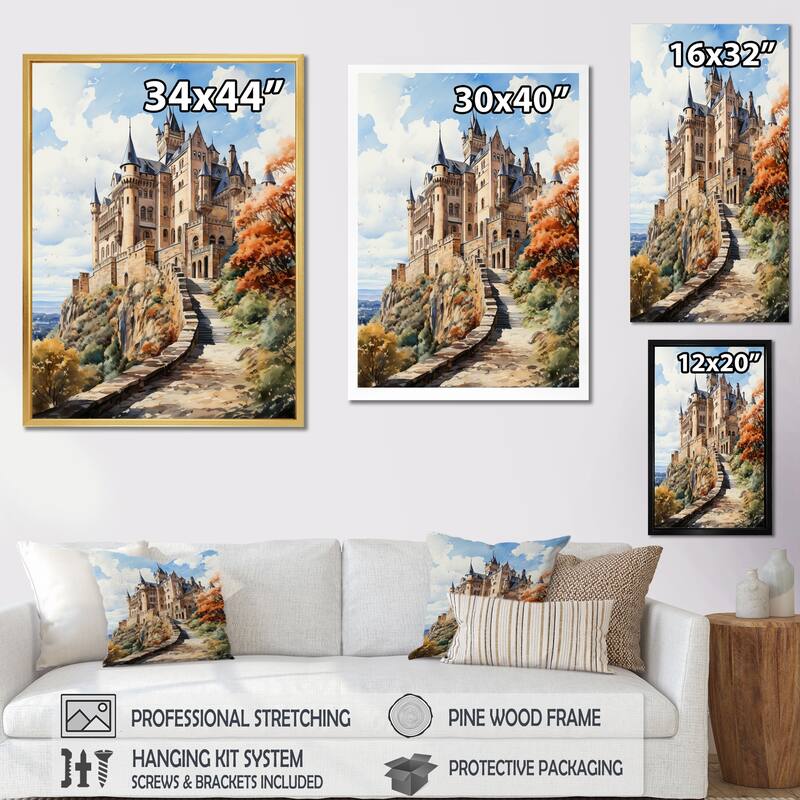 Designart "Germany Hohenzollern Castle" Germany Framed Canvas Wall Art