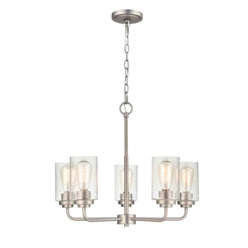 Millennium Lighting Moven 5 Light Metal Chandelier in Multiple Finishes with Seeded Glass Shades