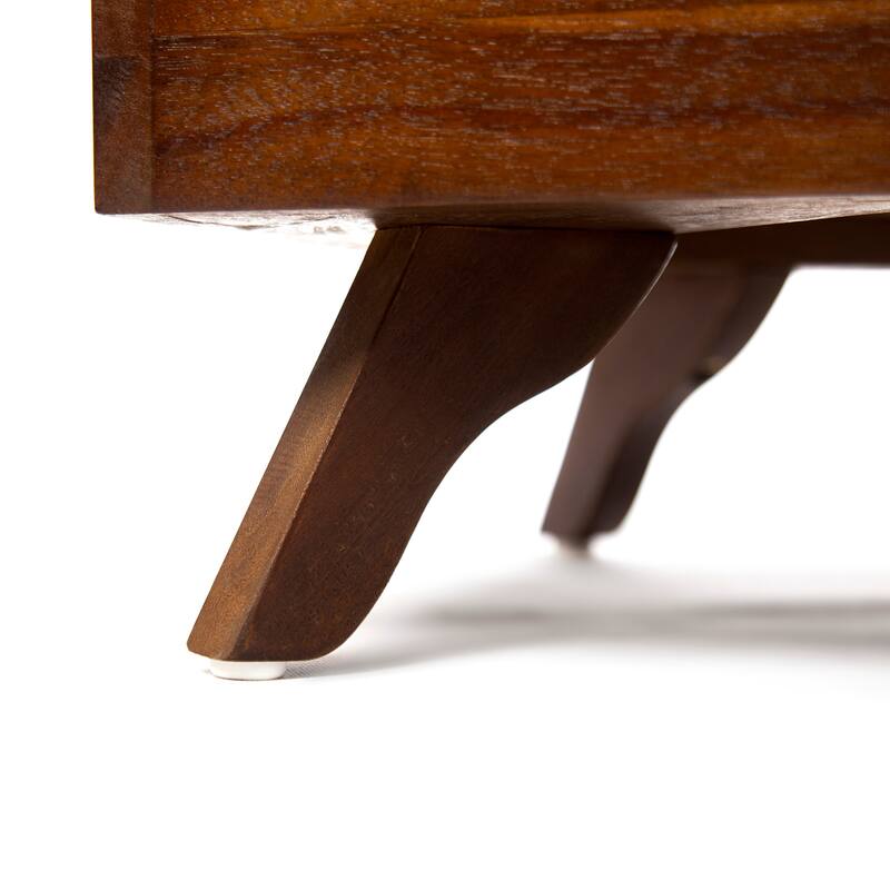 Roomfitters Solid Wood Pet Bed, Mid-Century Modern Frame with Cushion, Indoor Lounge in Walnut Brown