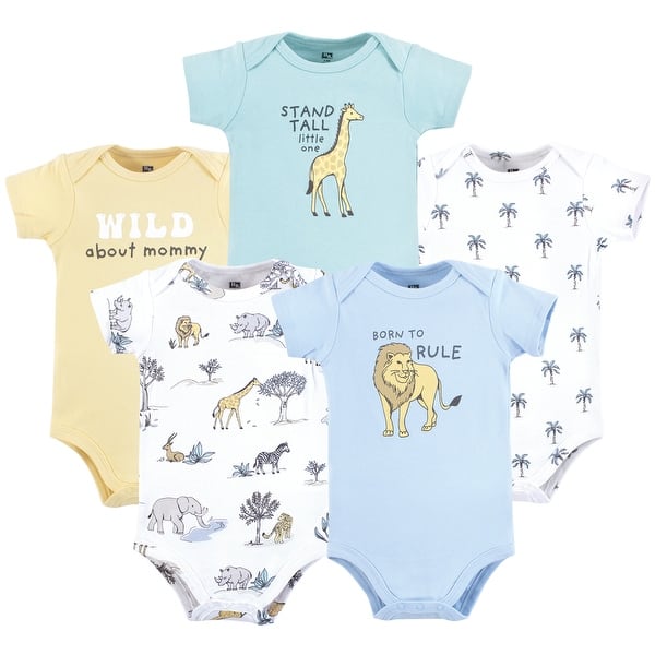 slide 1 of 1, Hudson Baby Infant Boy Cotton Bodysuits, Boy Safari World 0-3 Months - Boy Safari World