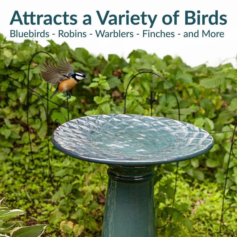 Rennes Turquoise Outdoor Ceramic Bird Bath - 22.5" H