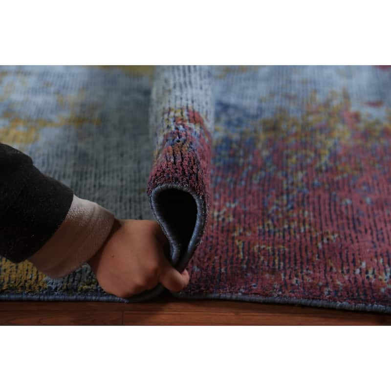 All-Over Colorful Abstract Indian Area Rug Handmade Wool Carpet - 9'11"x 13'1"