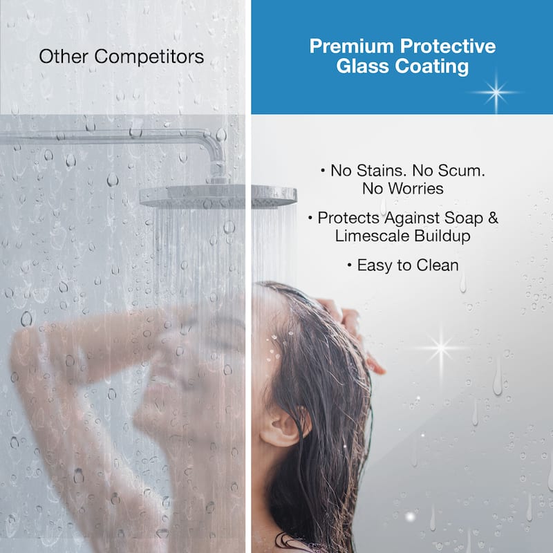 OVE Decors Tampa Corner Frameless Pivot Hinge Shower Door Kit with Base Pan, 2025