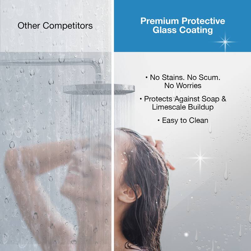 OVE Tampa Alcove Frameless Pivot Hinge Shower Door Kit with Base Pan, 2025