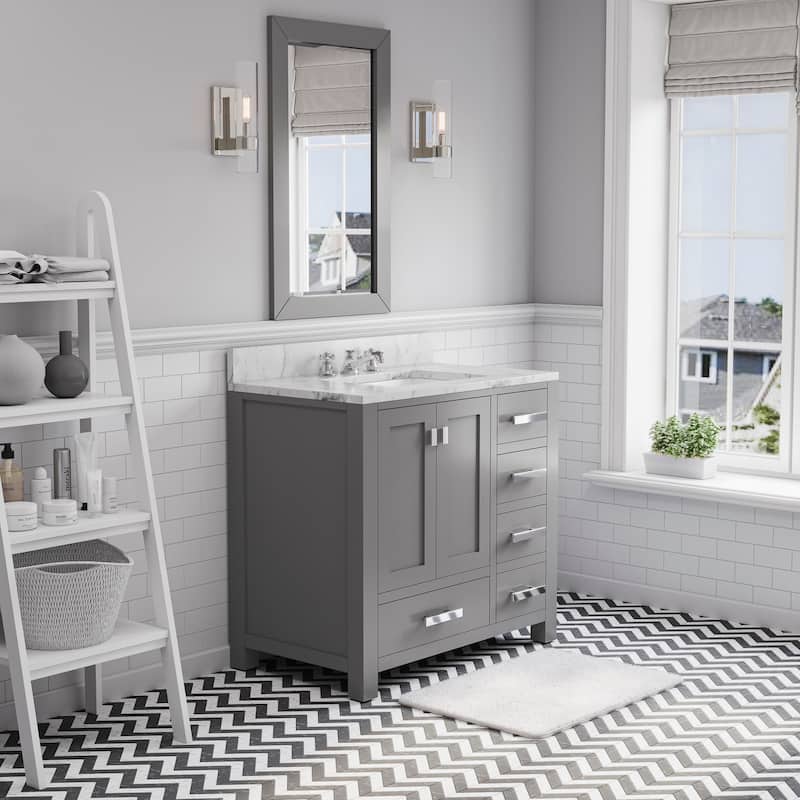 36 Inch Wide Cashmere Grey Single Sink Bathroom Vanity From The Madison Collection