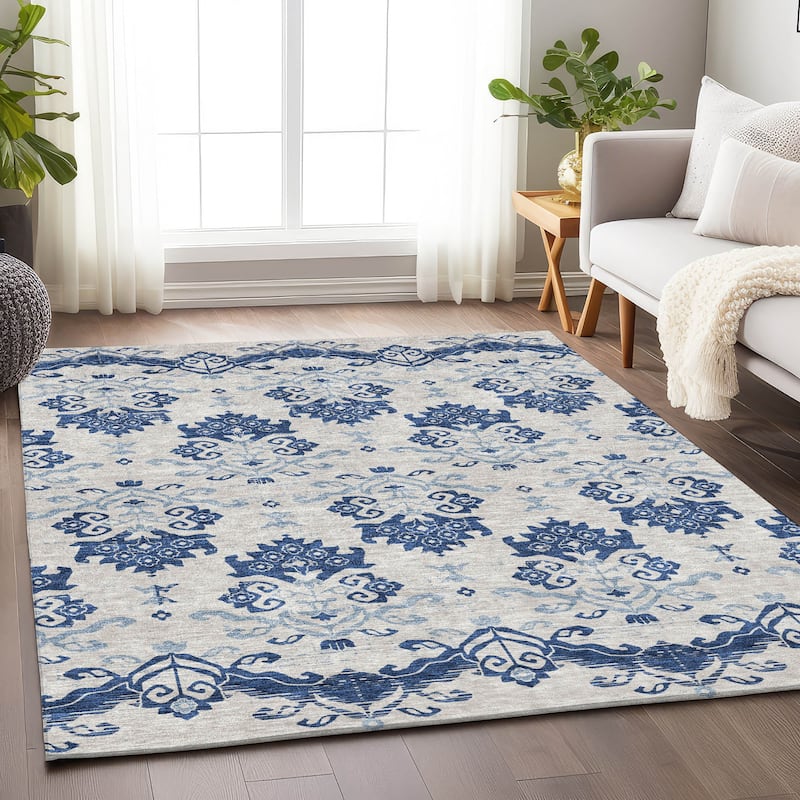 Premium Washable Super Soft Global Chic Mayfield Rug - Navy - 2' 6" x 3' 10"