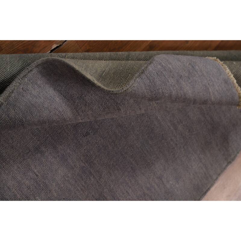 Gray Blue Gabbeh Modern Rug Hand-Knotted Wool Carpet - 3'4" x 4'10"