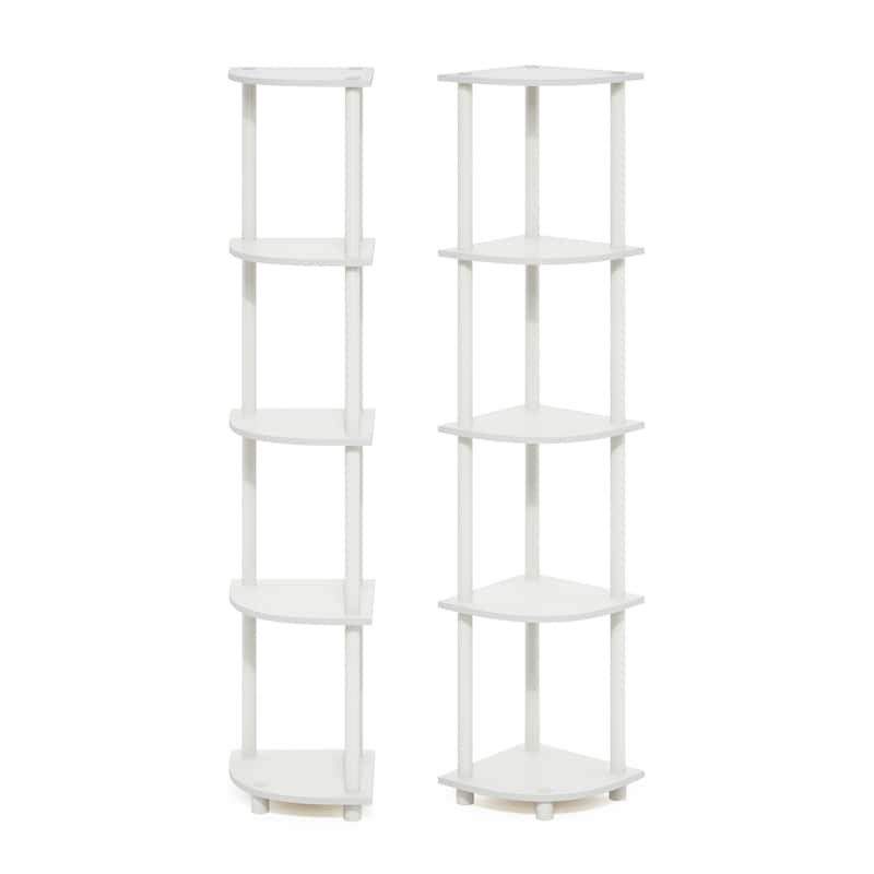 5 Tiers Wood Household Shelving Unit in White (11.6 in. W x 57.7 in. H x 11.6 in. D), Set of 2