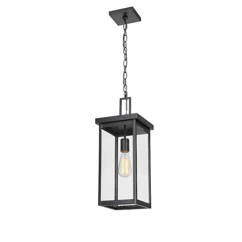 Millennium Lighting Barkeley 1 Light Outdoor Hanging Lantern in Powder Coated Black with ClearGlass Shades