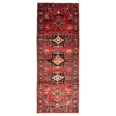 ECARPETGALLERY Hand-knotted Andelz Red Wool Rug - 3'5 x 9'8