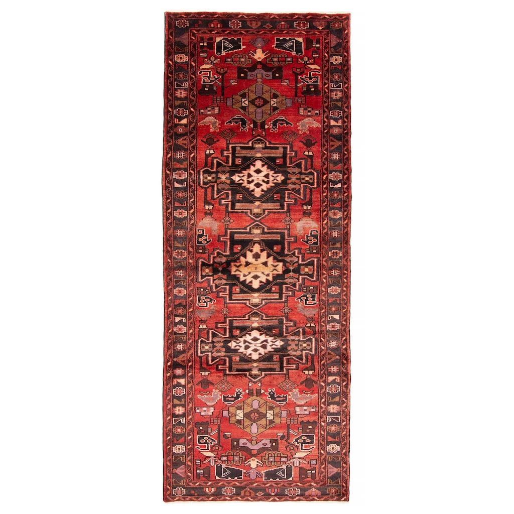 ECARPETGALLERY Hand-knotted Andelz Red Wool Rug - 3'5 x 9'8