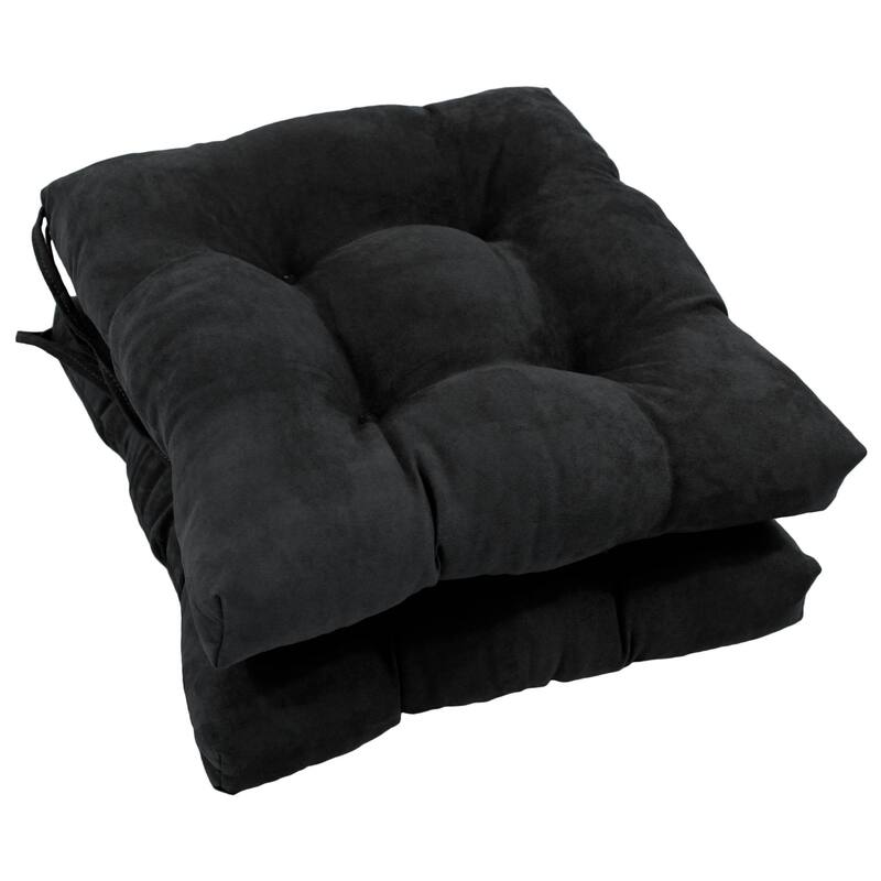 16-inch Square Indoor Microsuede Chair Cushions (Set of 2, 4, or 6) - Set of 2 - Black