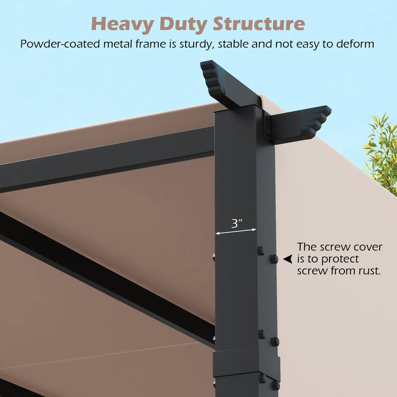 Gymax 10 x 10 ft Flat Top Pergola w/ Retractable Canopy Outdoor Grill