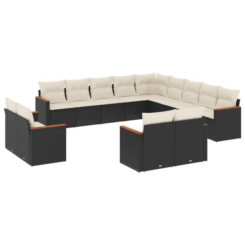 vidaXL Patio Sofa Set with Cushions Outdoor Conversation Furniture Poly Rattan - 24.4 x 24.4 x 27.2 in