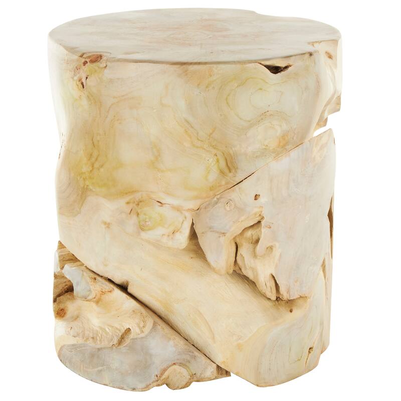 Teak Wood Handmade Live Edge Accent Table with Natural Cutouts - Light Brown - Roche River Decor - 15"W x 15"L x 18"H