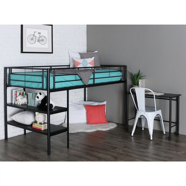 Shop Offex Premium Contemporary Metal Twin Low Loft Bed ...