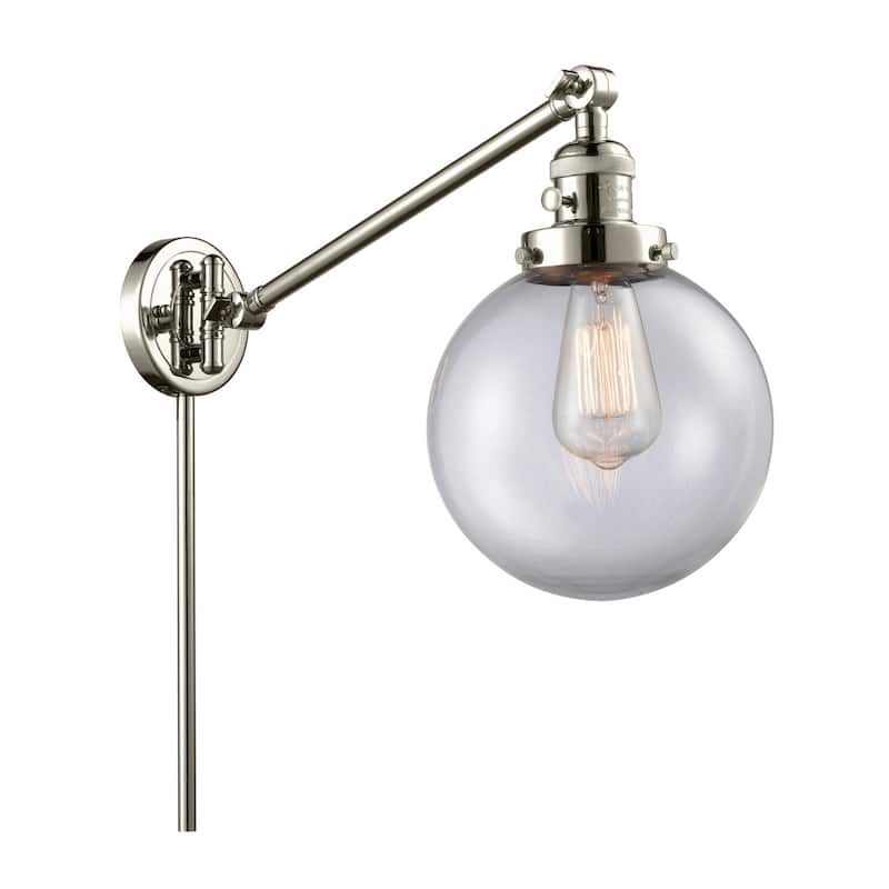 Innovations Lighting Beacon Single Light 8" Wide Wall Sconce / Pendant - Polished Nickel / Clear