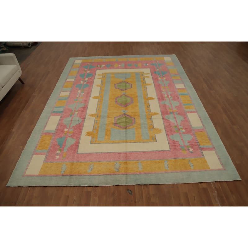Hand Knotted Oriental 100% Wool Carpet Modern Geometric Multi-Colored Gabbeh Area Rug - 12' 0'' X 9' 3''