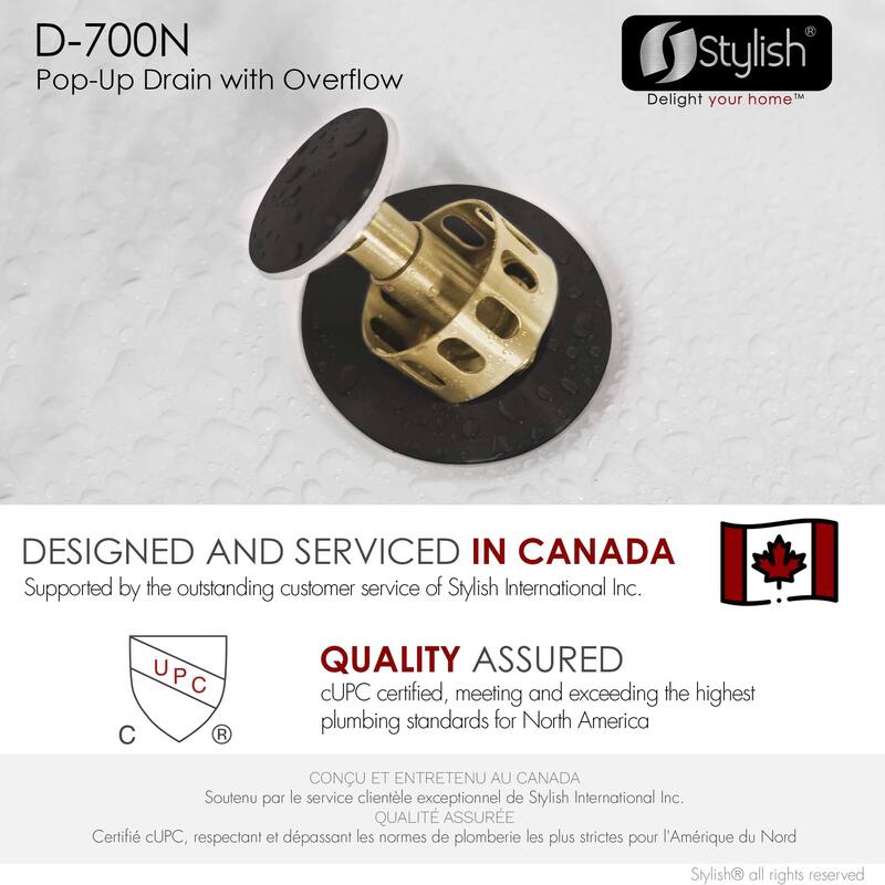 STYLISH Pop-Up Bathroom Sink Drain with Overflow (Set of Two)