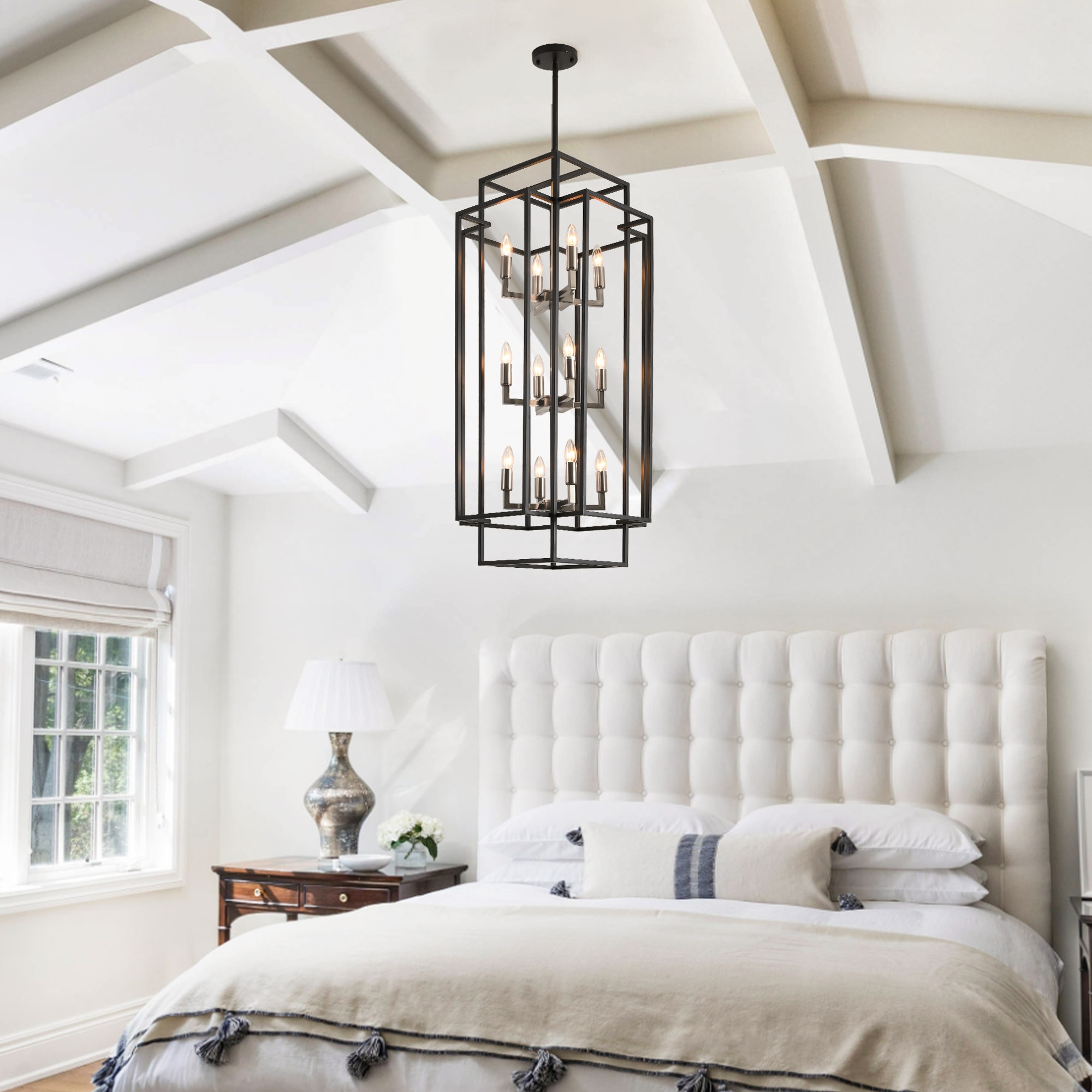 12-Light Lantern Tiered Chandelier Pendant Lighting Island
