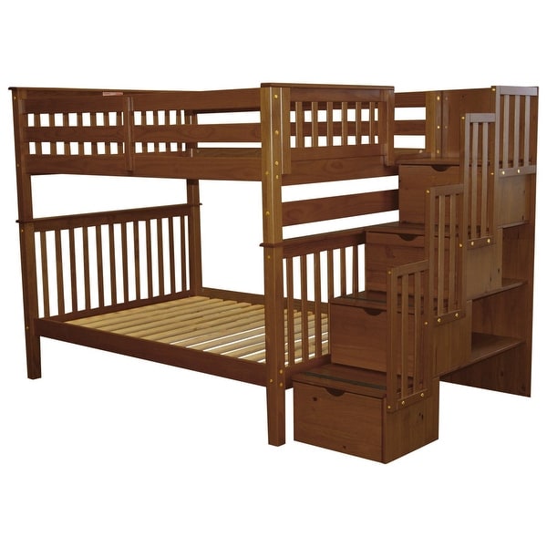 Bedz king stairway bunk beds twin over full with 4 drawers in the hotsell steps and a