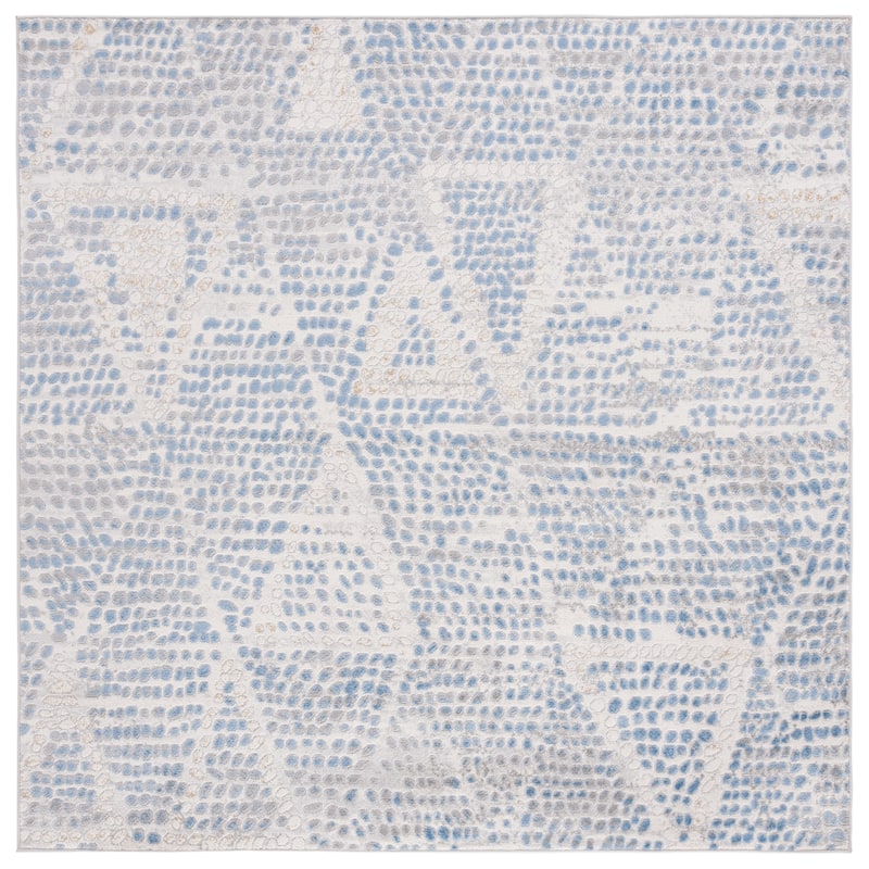 SAFAVIEH Palma Gerdhilde Modern Geometric Rug - 6'7" Square - Beige/Blue