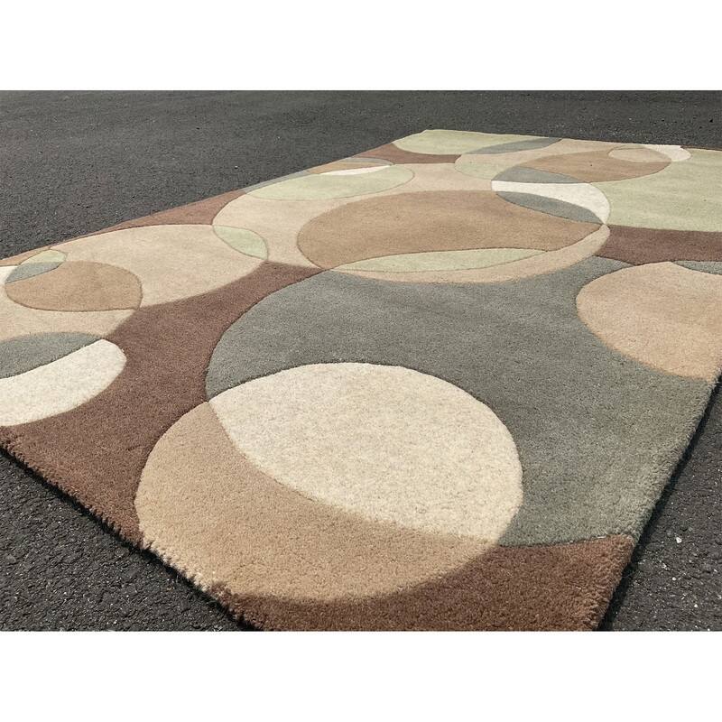 HERAT ORIENTAL Handmade Tibetan Modern Circles Wool Rug (4x6)(5x8)(8x10)