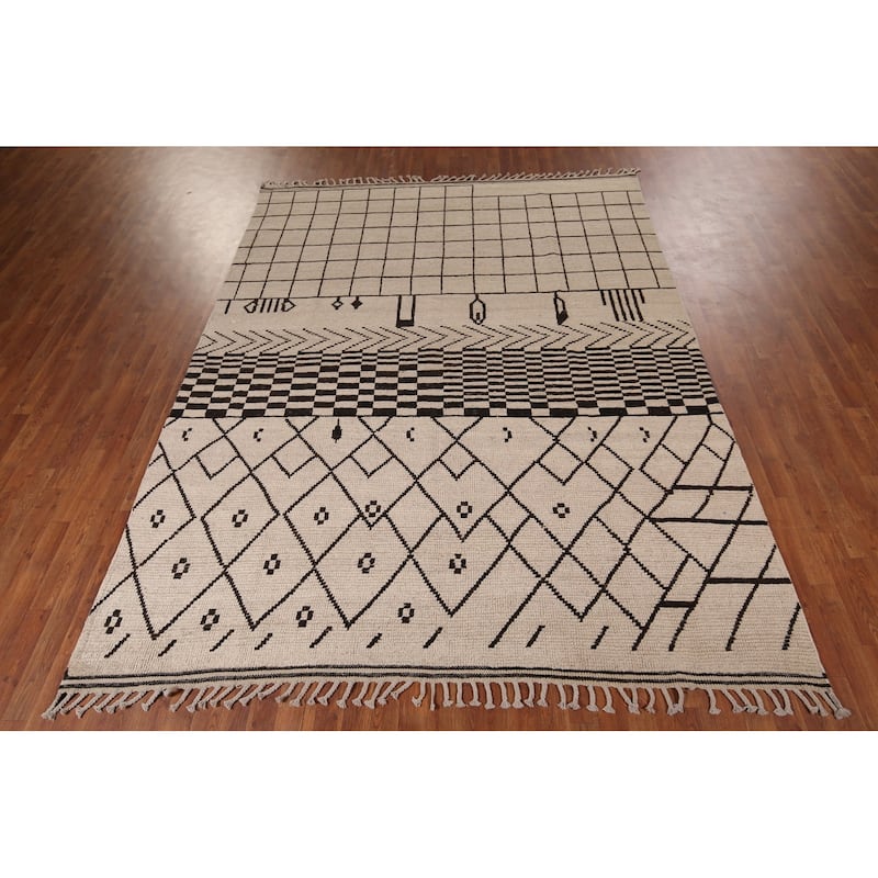 Tribal Moroccan Oriental Area Rug Handmade Wool Carpet - 7'8"x 10'2"