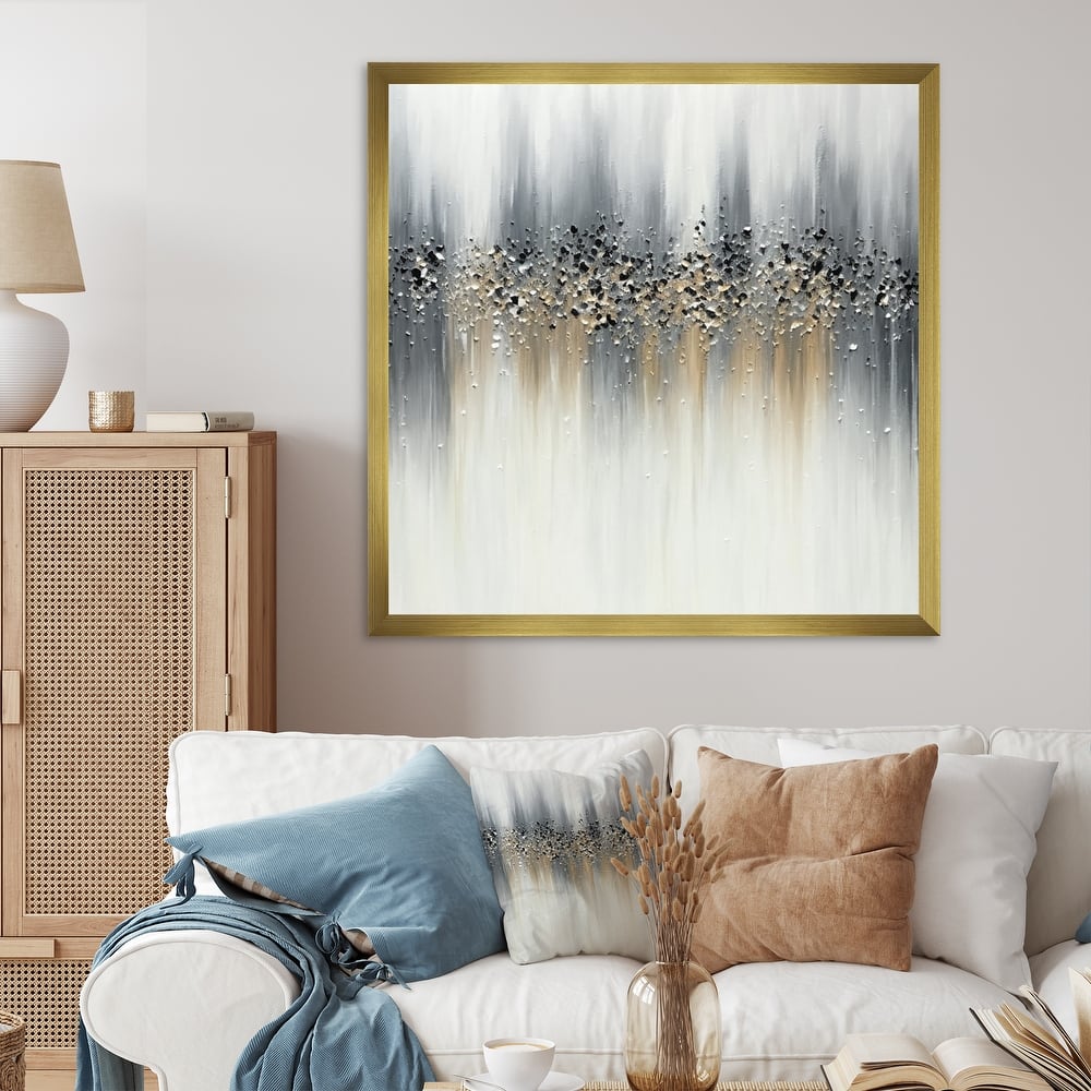 Designart " Gentle Gray Serenity" Abstract Painting Framed Canvas Prints