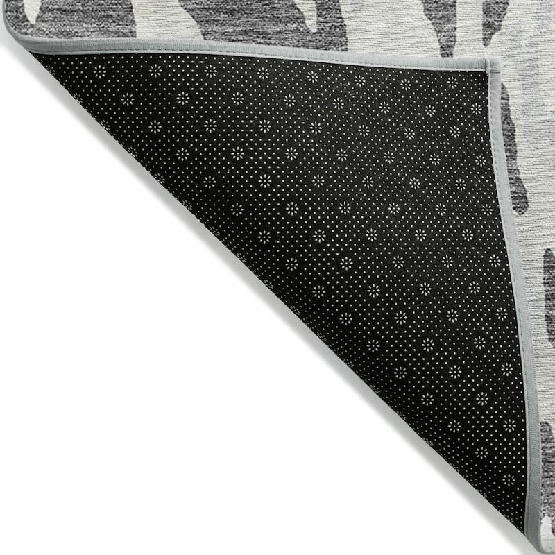Machine Washable Indoor/ Outdoor Abstract Contemporary Chantille Rug