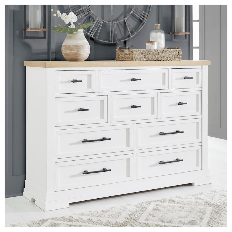Signature Design by Ashley Ashbryn White/Brown Dresser - White/Natural - 10-drawer