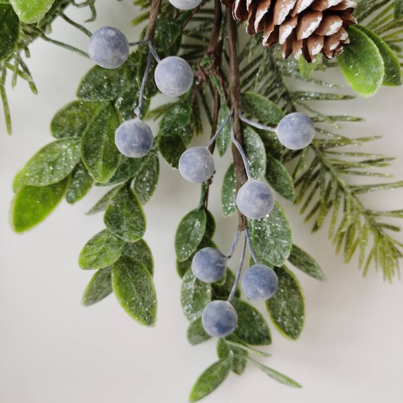 60" Artificial Christmas Garland with Pine Cones and Frosted Branches - Green