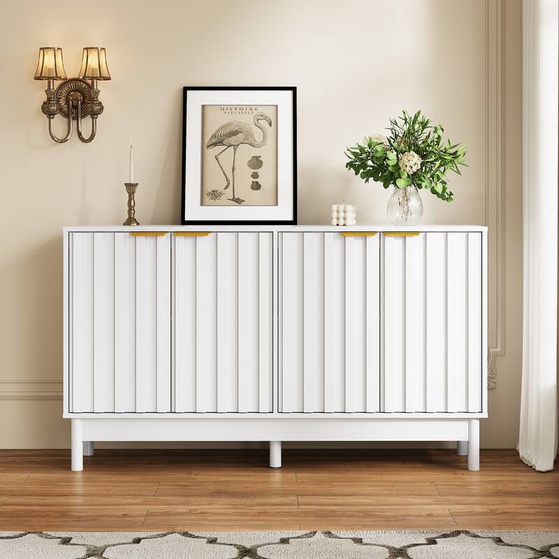 Buffet Cabinet with Doors and Adjustable Shelves - White