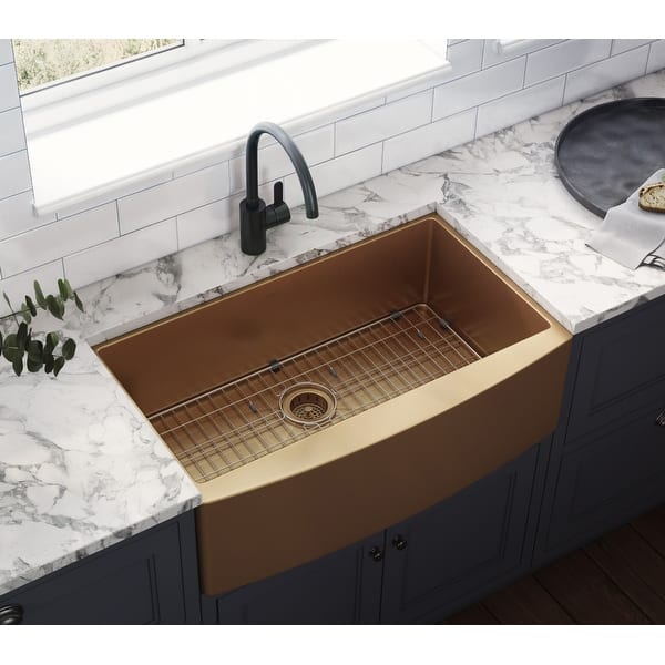 Ruvati 36-inch Apron-Front Farmhouse Kitchen Sink - Copper ...