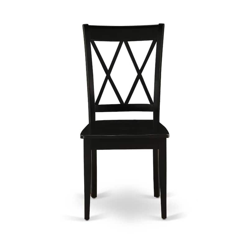 Modern Double X-Back Dining Chairs - Set of 2 - Black Finish - Elegant Country Style