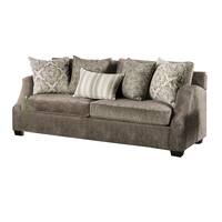 Sofa with Textured Fabric Upholstery and Track Arms, Taupe Gray