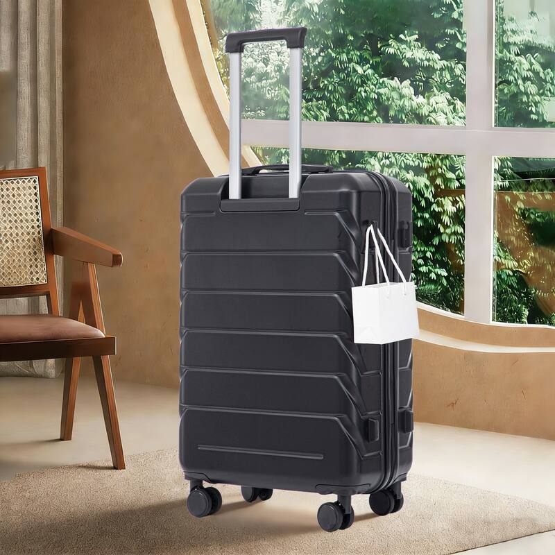28 Inch Large Checked Luggage, Scratch Resistant Surface Four Multi-Directional Wheels, With Combination Lock and Side Hooks