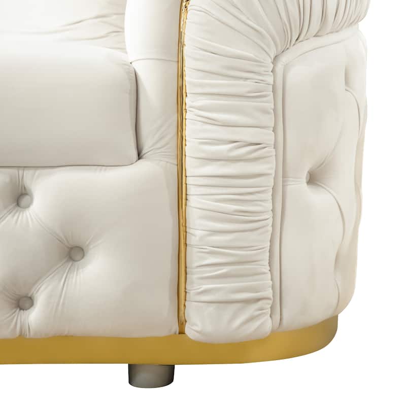 Furniture of America Urgoto Glam Beige Polyester Fabric Button Tufted Loveseat
