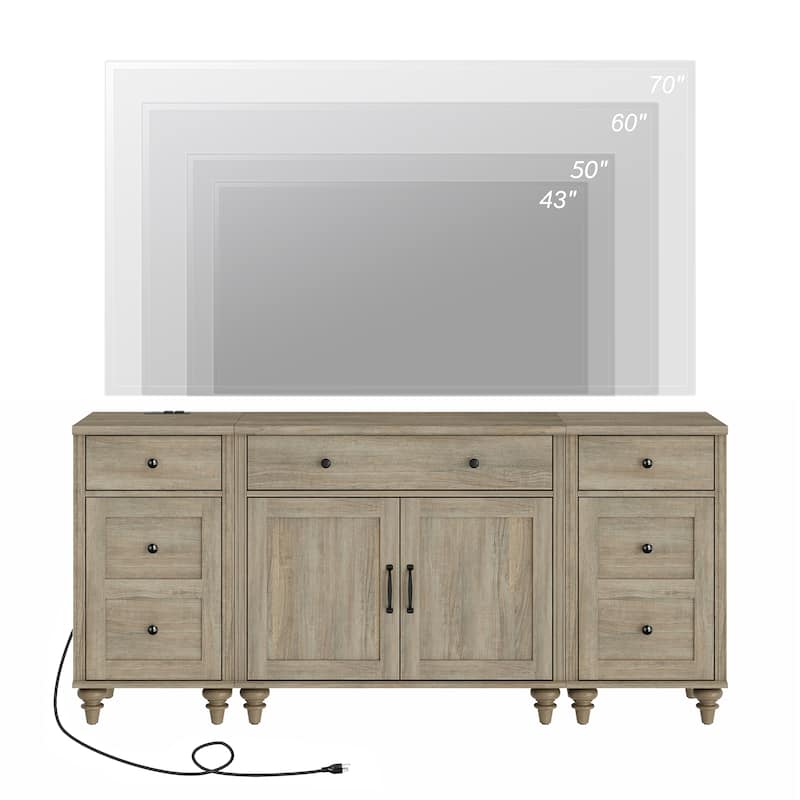 Farmhouse TV Stand with Doors and Drawer﻿