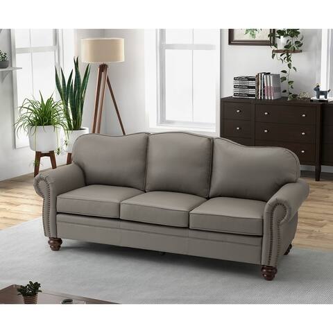 Balvino 82.68" Wide Genuine Leather Sofa with Removable Cushions