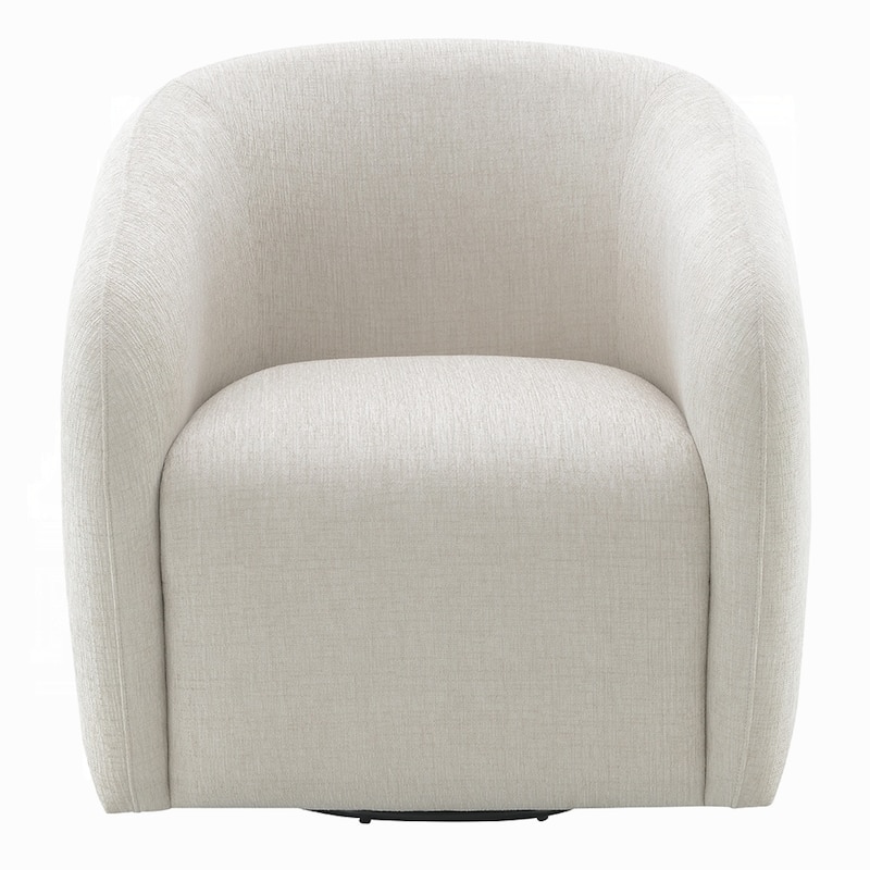 Tiena Swivel Accent Chair, Modern Style Rounded Back, Warm Beige Linen