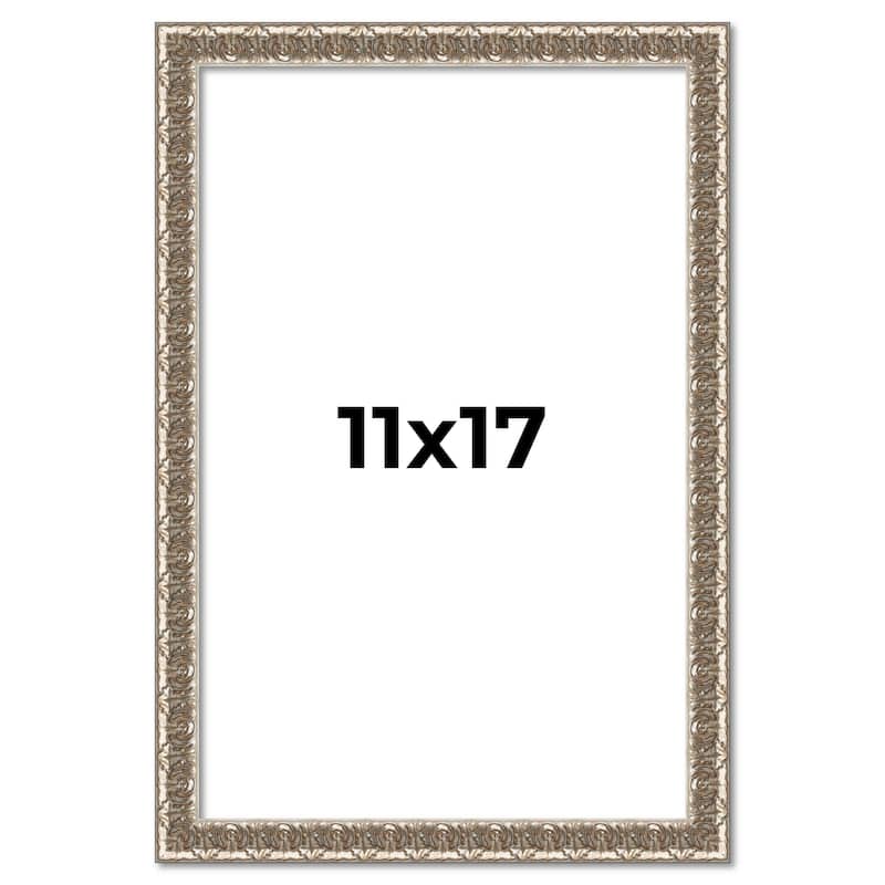 11x17 Frame Silver Real Wood Picture Frame