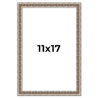 11x17 Frame Silver Real Wood Picture Frame
